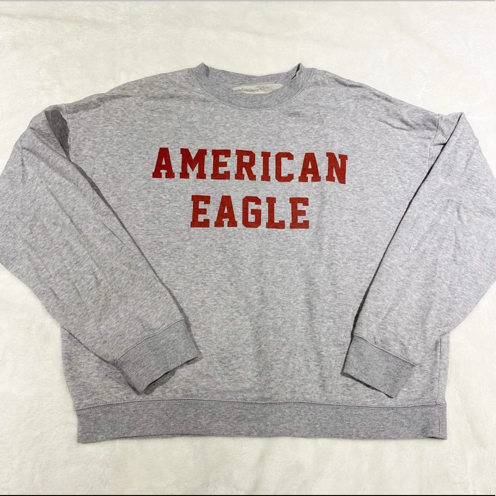American Eagle Grey Graphic Sweatshirt Size Large